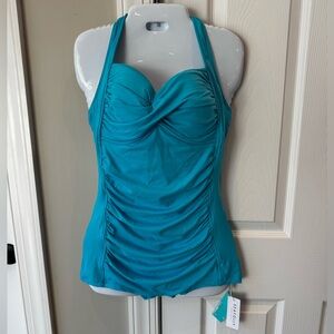 Seafolly Teal Halter One piece swimsuit size 16 NWT